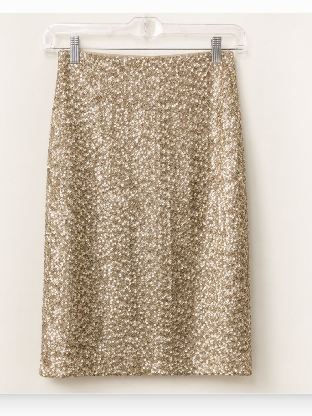 Alice + Olivia Champagne Sequin Long Sleeve Crop Top Skirt Set 0 Co-ord Set - Picture 5 of 10